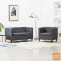 Komplet chesterfield kavčev 2 kosa obloga iz blaga temno