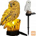 Solarna LED vrtna svetilka bela sova 43cm 2W